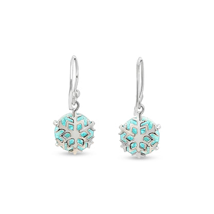 Turquoise Dangle Earrings with French Hook Design in Sterling Silver