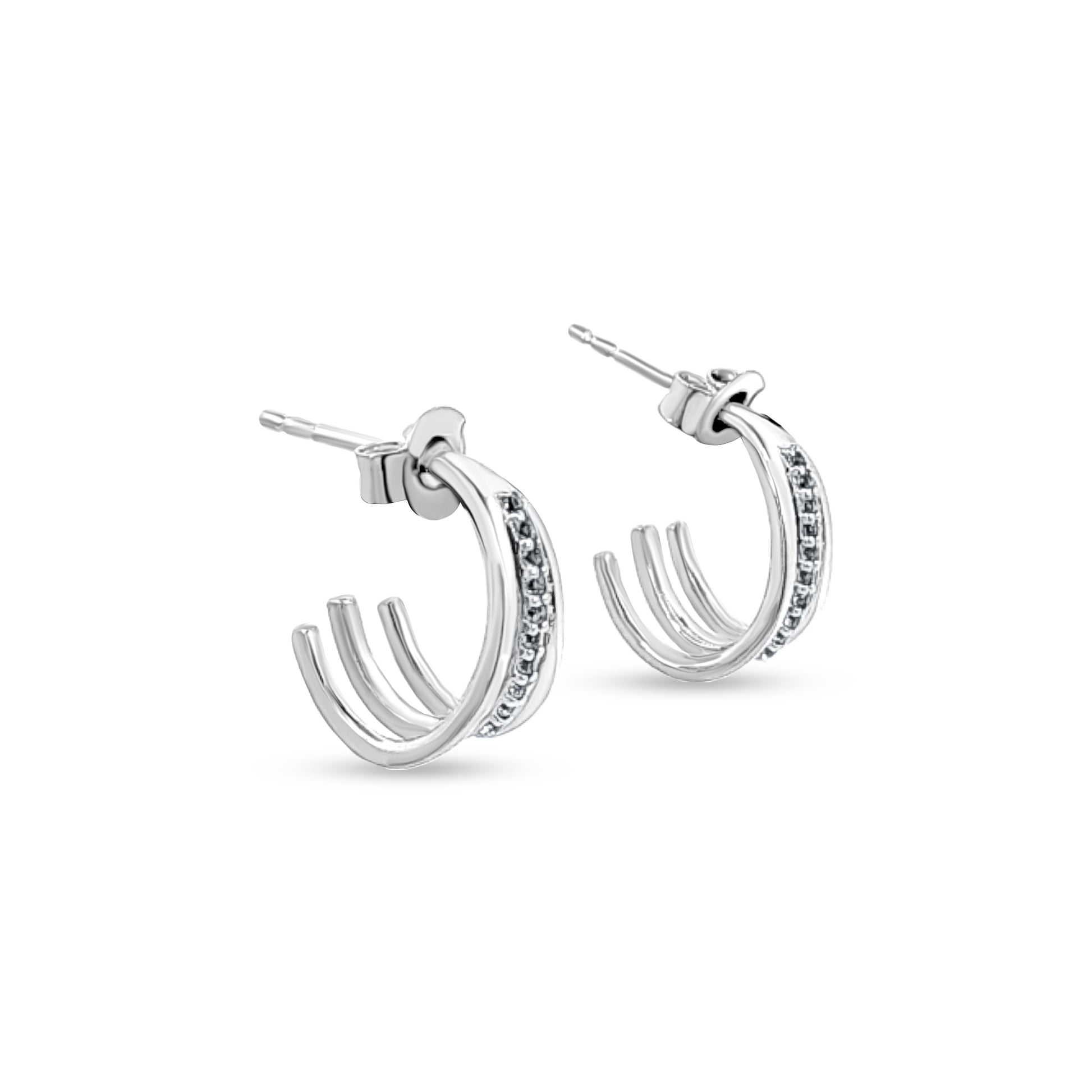 Unique Intricate Sterling Silver J Hoop Earrings