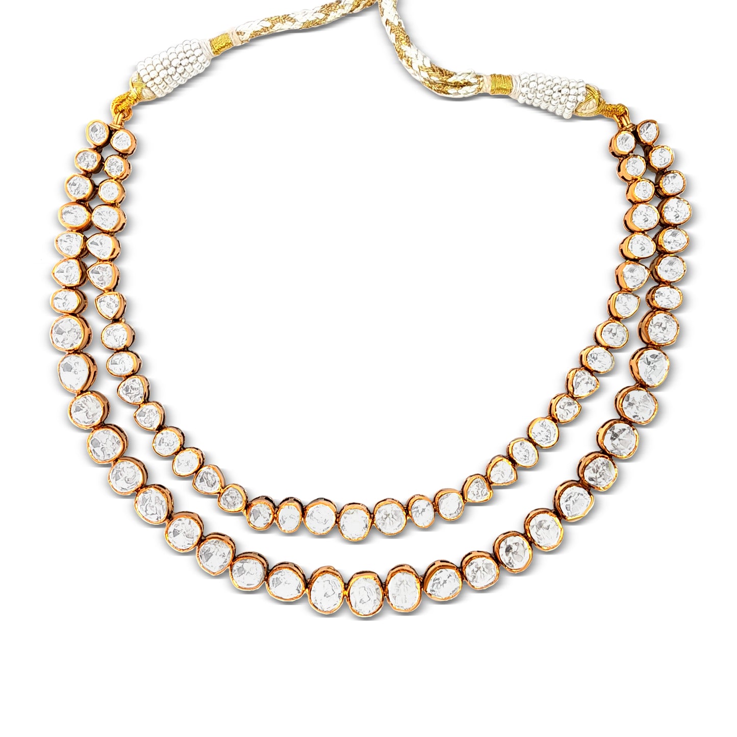 Devika's Regal Double-Strand 925 Silver Kundan Choker Half Set