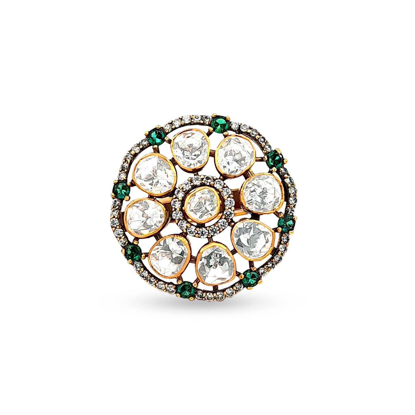 Kavya's Bold 925 Silver Kundan Rajputi Style Statement Ring