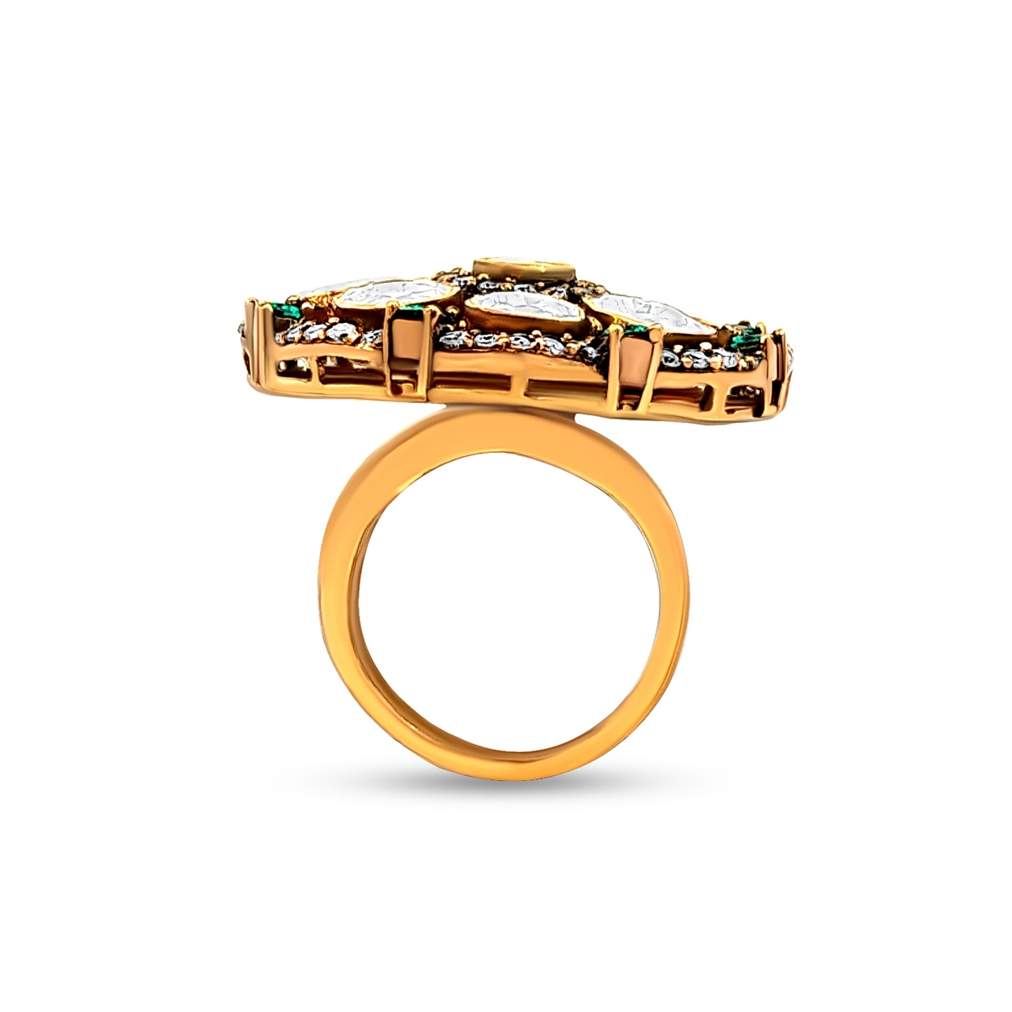 Kavya's Bold 925 Silver Kundan Rajputi Style Statement Ring