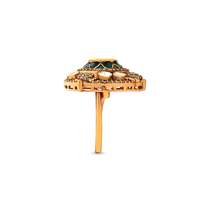 Sanjana's Classic Kundan Meena 925 Silver Ring for Parties and Weddings