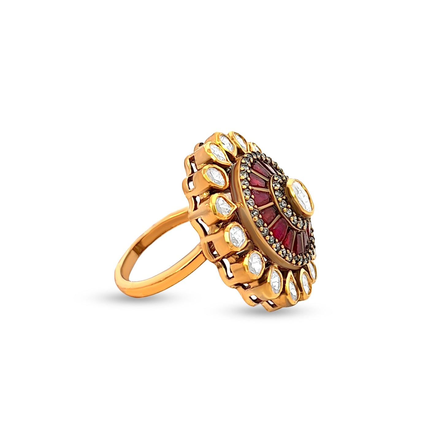 Ashitas's Enchanting 925 Silver Kundan Cocktail Ring