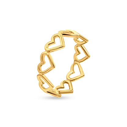 Priya Love: Gold Heart Skinny Ring with Interconnected Hearts