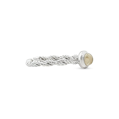 Meera Shine: Single Stone Bezel Set Antique Silver Band Ring