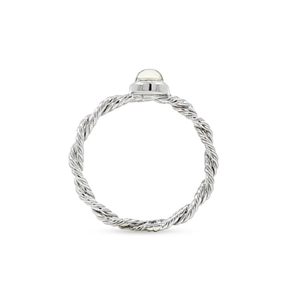 Meera Shine: Single Stone Bezel Set Antique Silver Band Ring