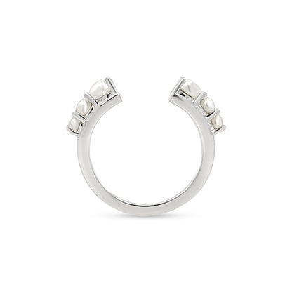 Charvi Glow: Sterling Silver Cuff Ring with Pearls