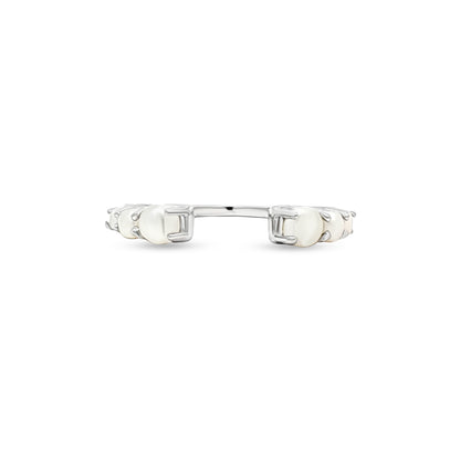 Charvi Glow: Sterling Silver Cuff Ring with Pearls