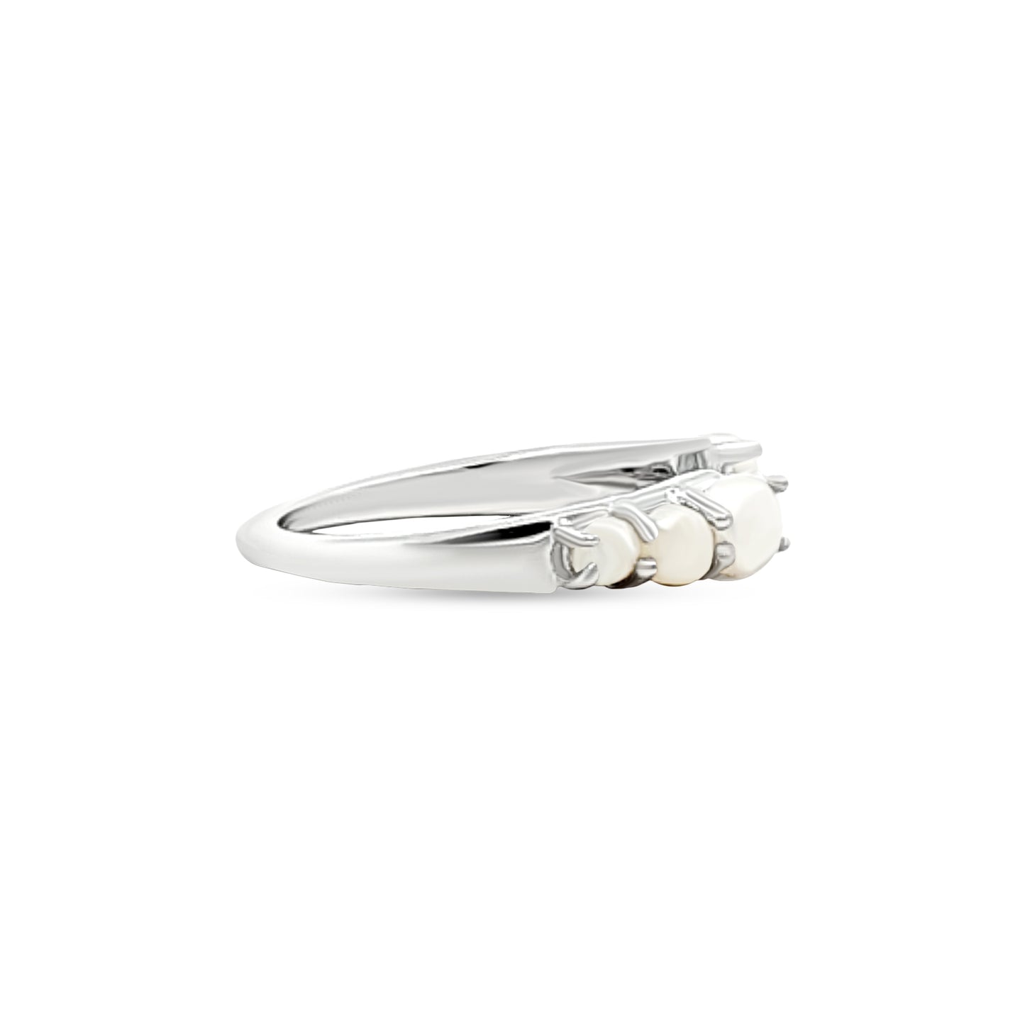 Charvi Glow: Sterling Silver Cuff Ring with Pearls