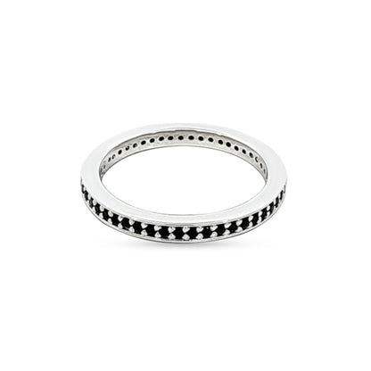 Riddhi: Sterling Silver Sleek Band with Black Stones