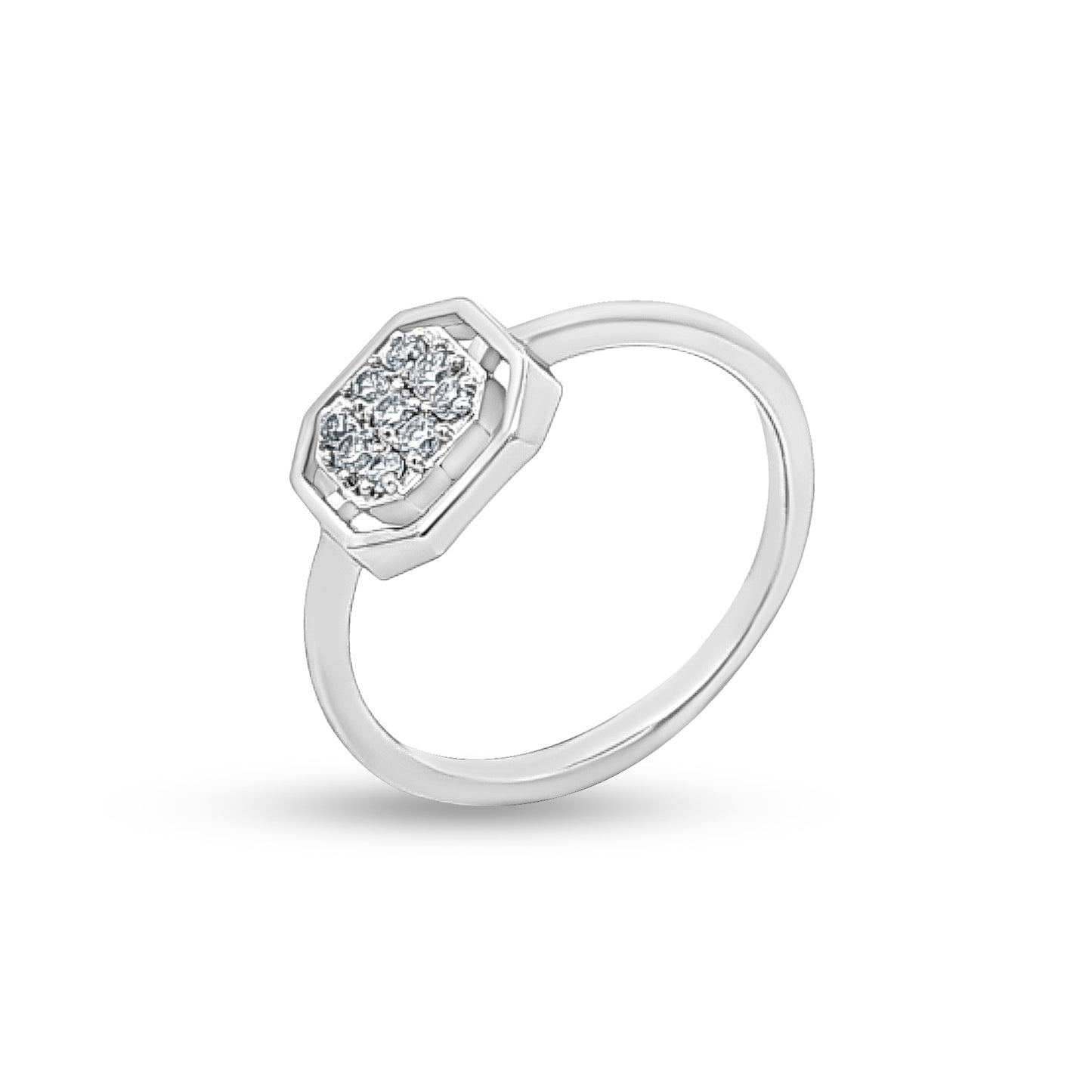 Sterling Silver Cluster Ring with Zircon Stones