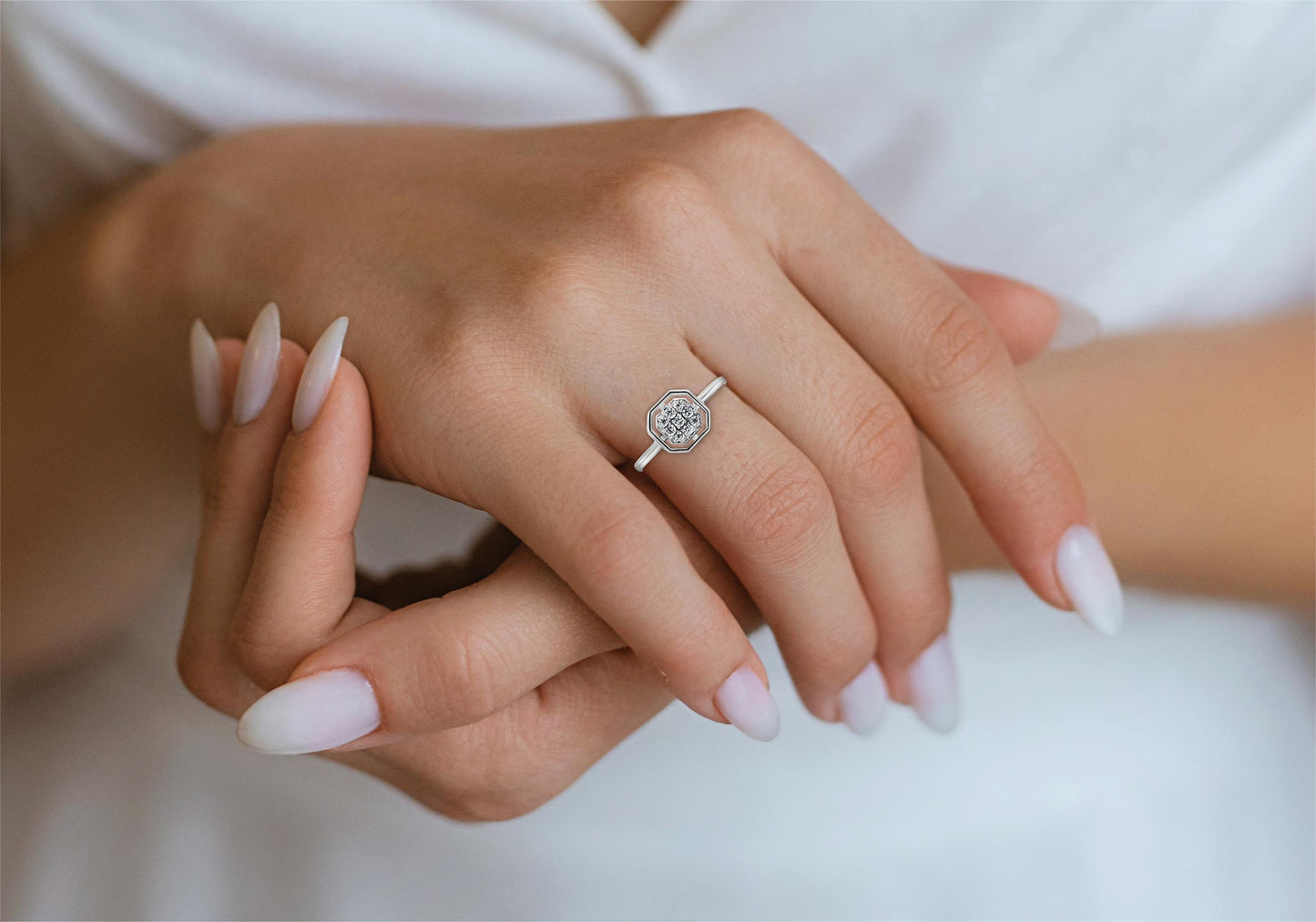 Sterling Silver Cluster Ring with Zircon Stones