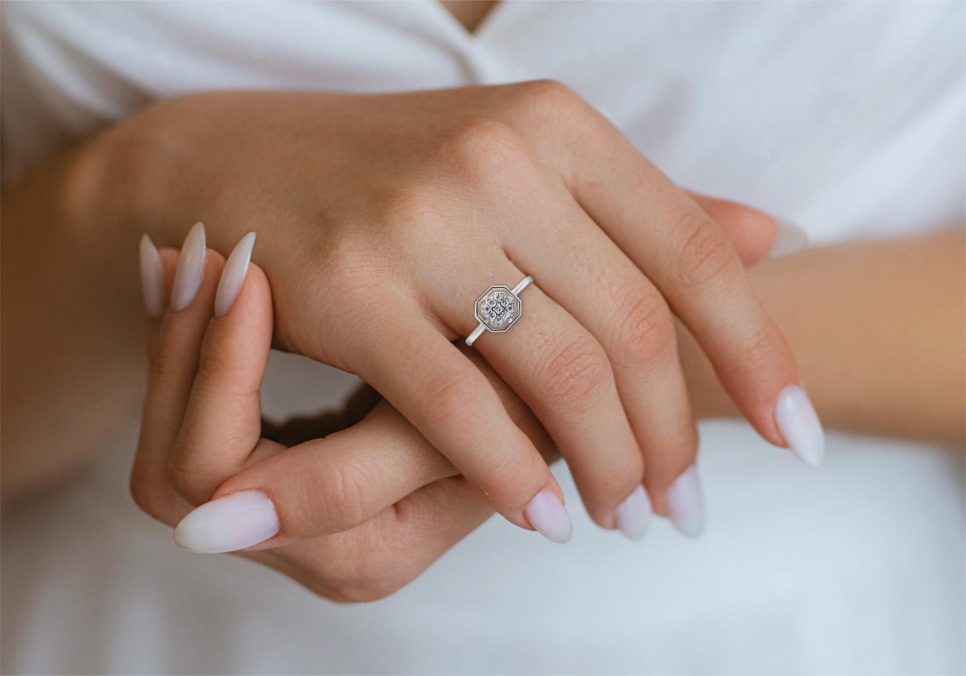 Sterling Silver Cluster Ring with Zircon Stones