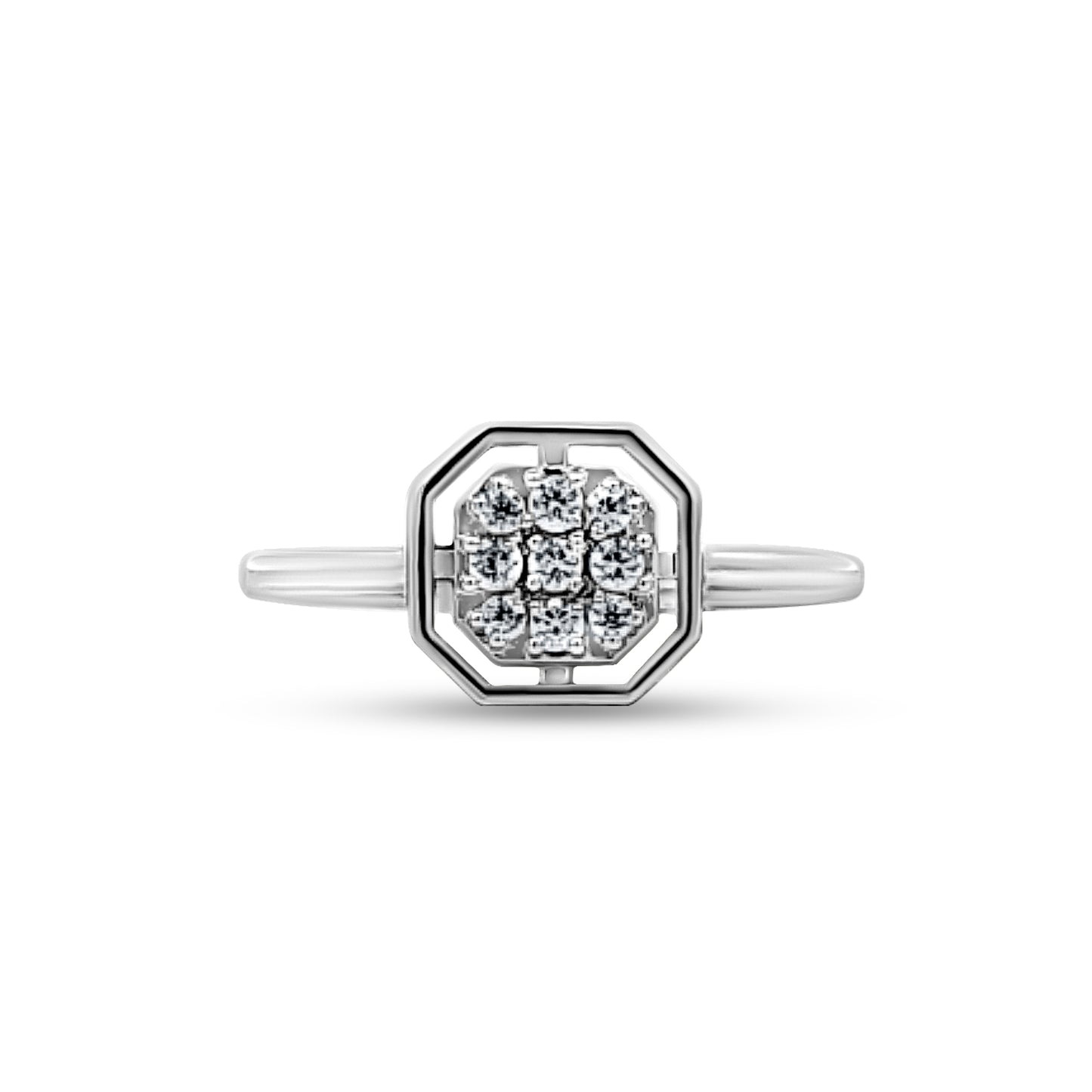 Sterling Silver Cluster Ring with Zircon Stones