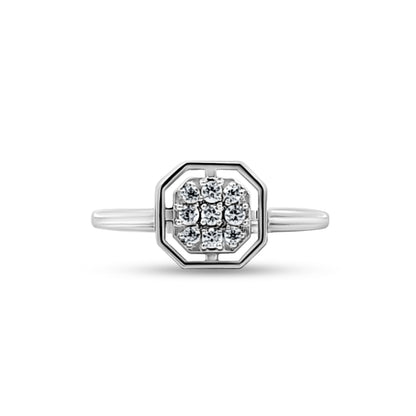 Sterling Silver Cluster Ring with Zircon Stones