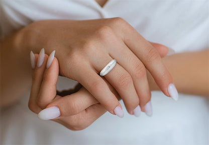 Aarya Shine: Sterling Silver Dome Plain Band Ring