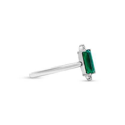 Rhea Green: Sleek Green Gemstone Sterling Silver Ring