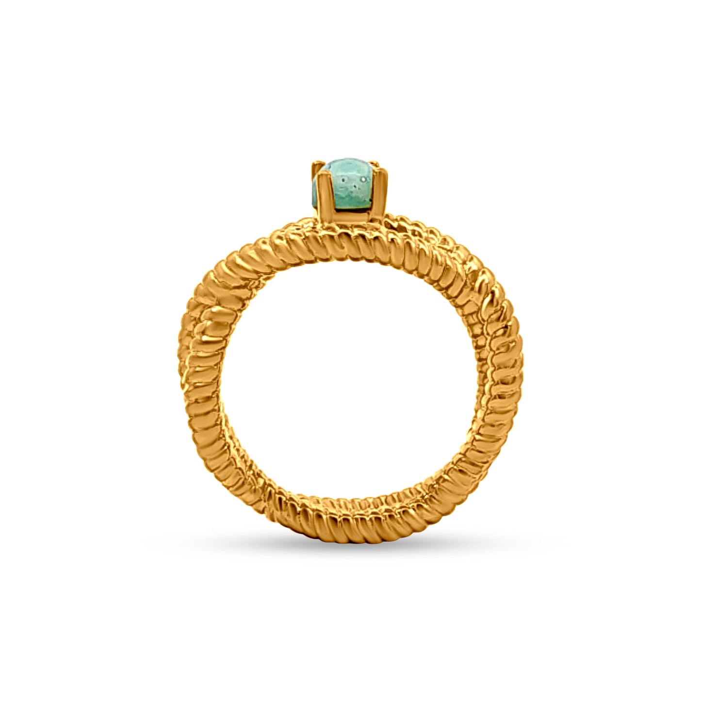 Kiara Bloom: Split Twisted Shank Ring with Blue Stone & Gold Polish