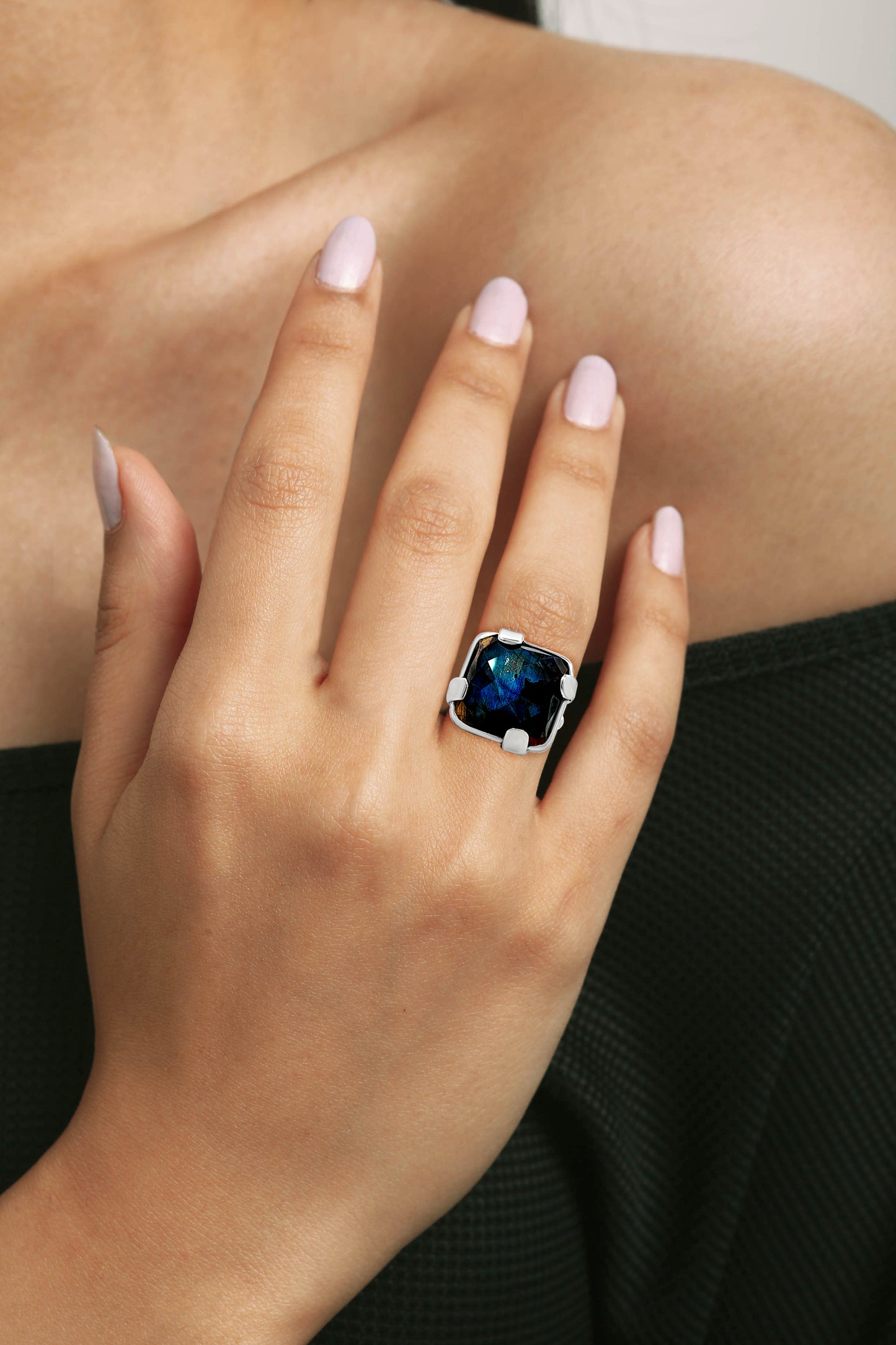 Jiyara: Unique Cushion-Shaped Stone Adjustable Ring