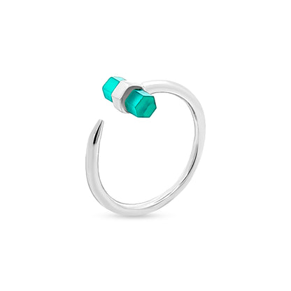 Saanvi Shine: Half Shank Green Stone Unique Ring