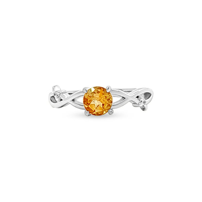 Neha Infinity: Infinity Ring with Orange Round Cut Stone
