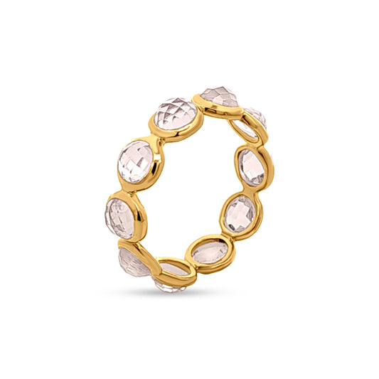 Sterling Silver Rose-Cut Gemstone Fashion Band Ring