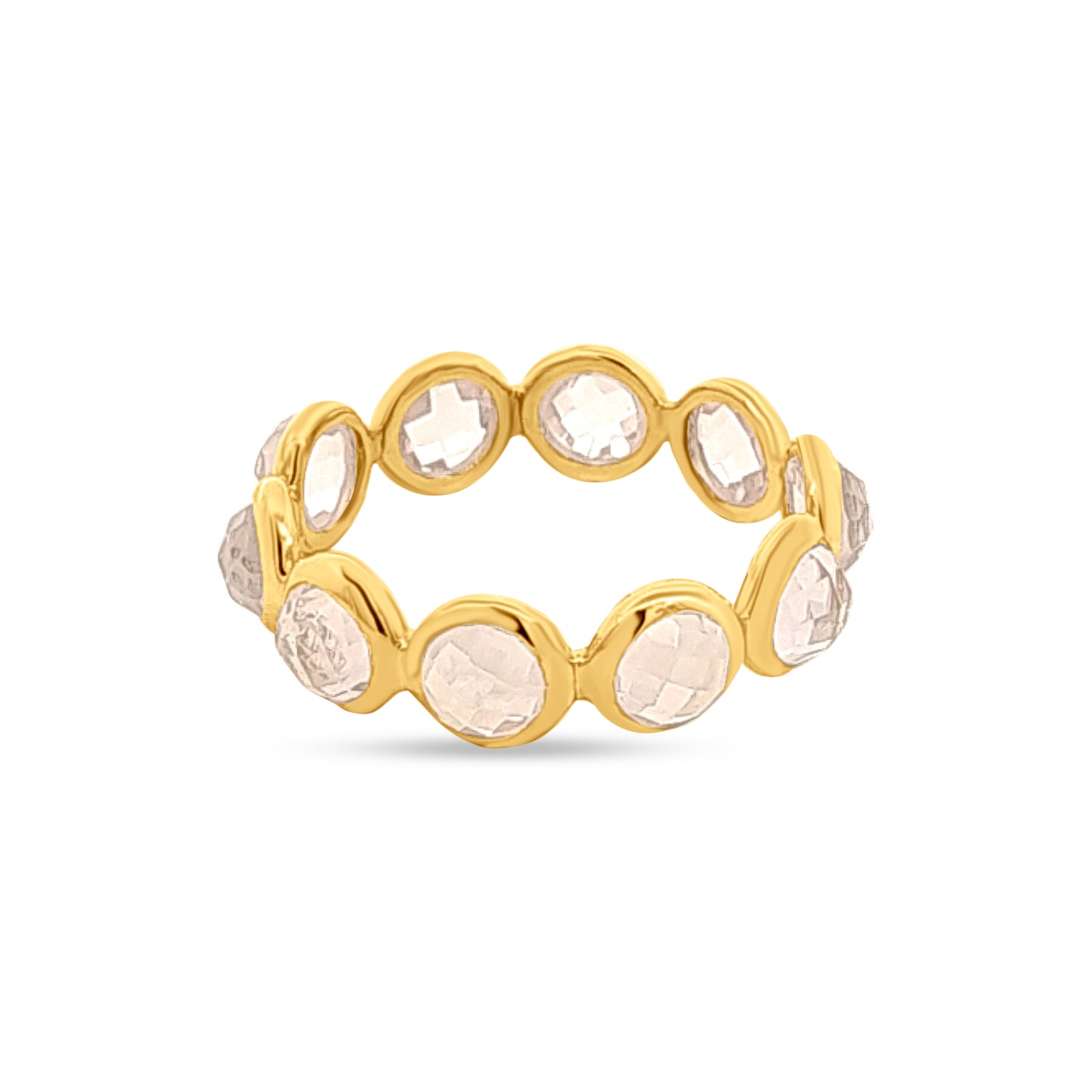 Rhea Bloom: Silver Rose-Cut Gemstone Fashion Band Ring
