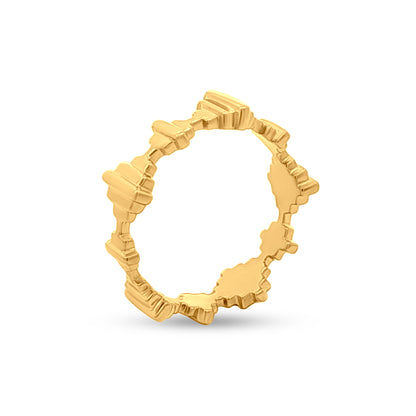 Anika Twist: Unique Intricate Design Sterling Silver Ring with Yellow Polish
