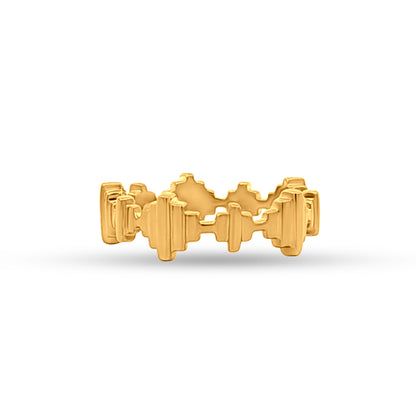 Anika Twist: Unique Intricate Design Sterling Silver Ring with Yellow Polish