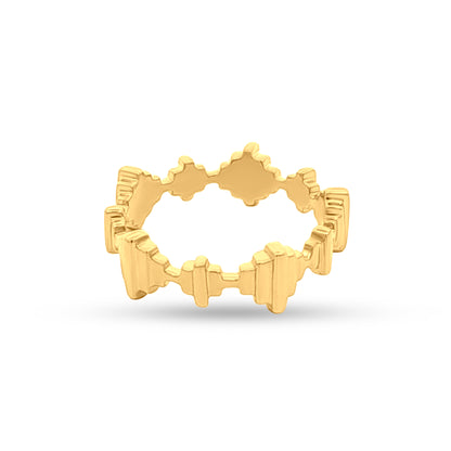 Anika Twist: Unique Intricate Design Sterling Silver Ring with Yellow Polish