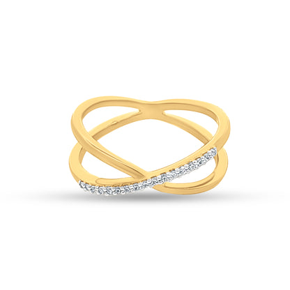Crossover Band Ring in Sterling Silver with Yellow Gold Polish