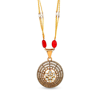 Zara's Majestic 925 Silver Kundan Triple Halo Pendant