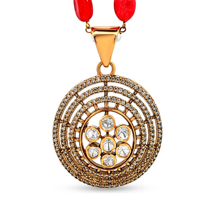 Zara's Majestic 925 Silver Kundan Triple Halo Pendant