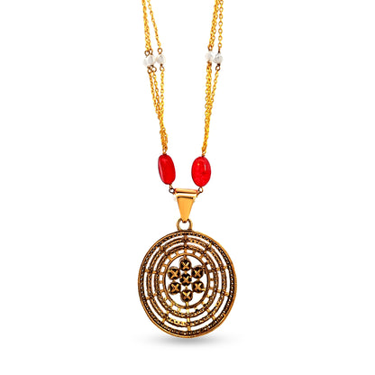 Zara's Majestic 925 Silver Kundan Triple Halo Pendant