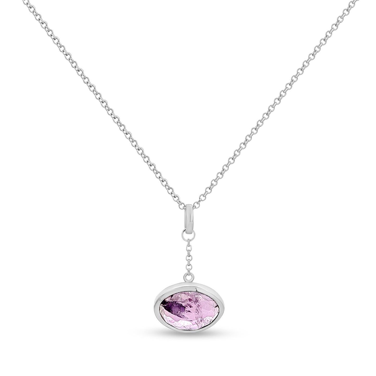 Mallika Charm: Silver Pendant with Purple Stone on Delicate Chain