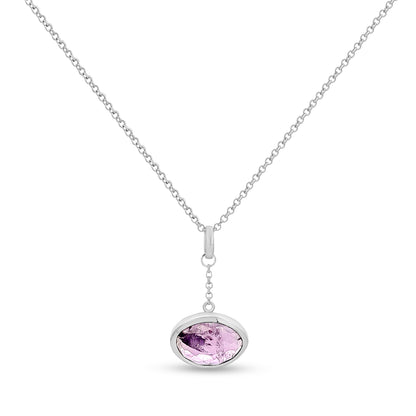 Mallika Charm: Silver Pendant with Purple Stone on Delicate Chain