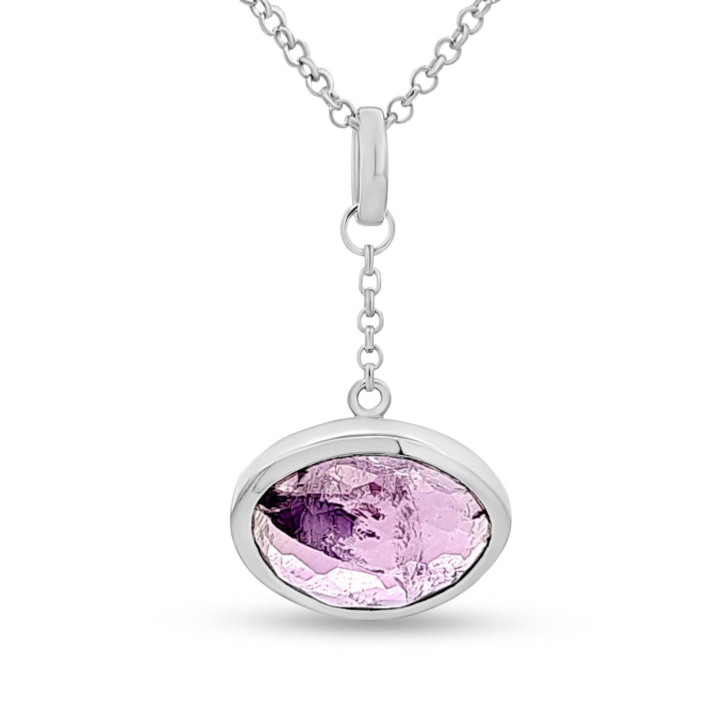 Mallika Charm: Silver Pendant with Purple Stone on Delicate Chain