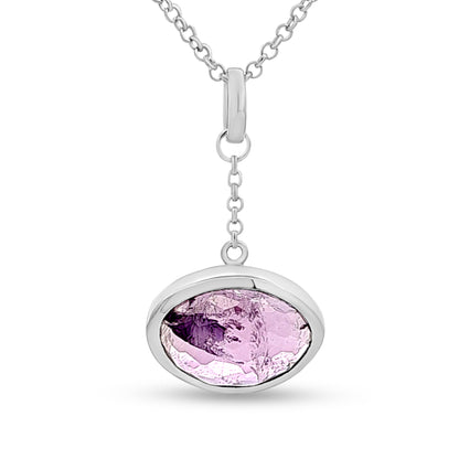 Mallika Charm: Silver Pendant with Purple Stone on Delicate Chain
