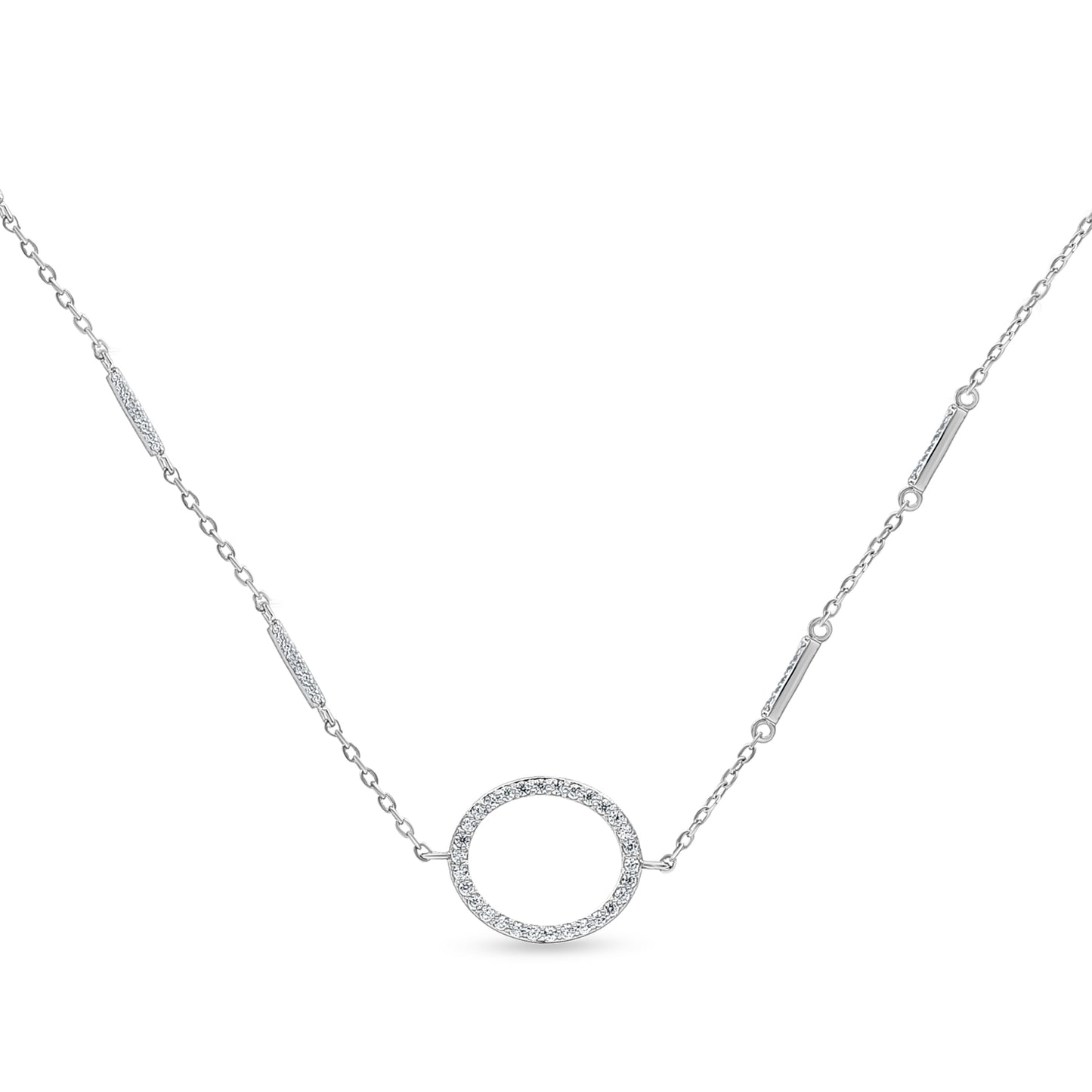 Open Circle Pendant Necklace in Sterling Silver