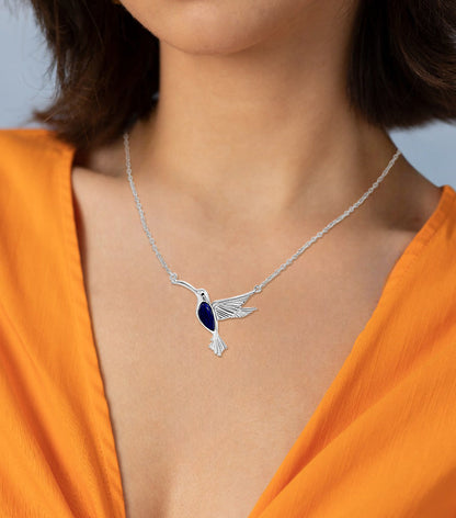 Kavya's Sky Dance: Sterling Silver Hummingbird Pendant
