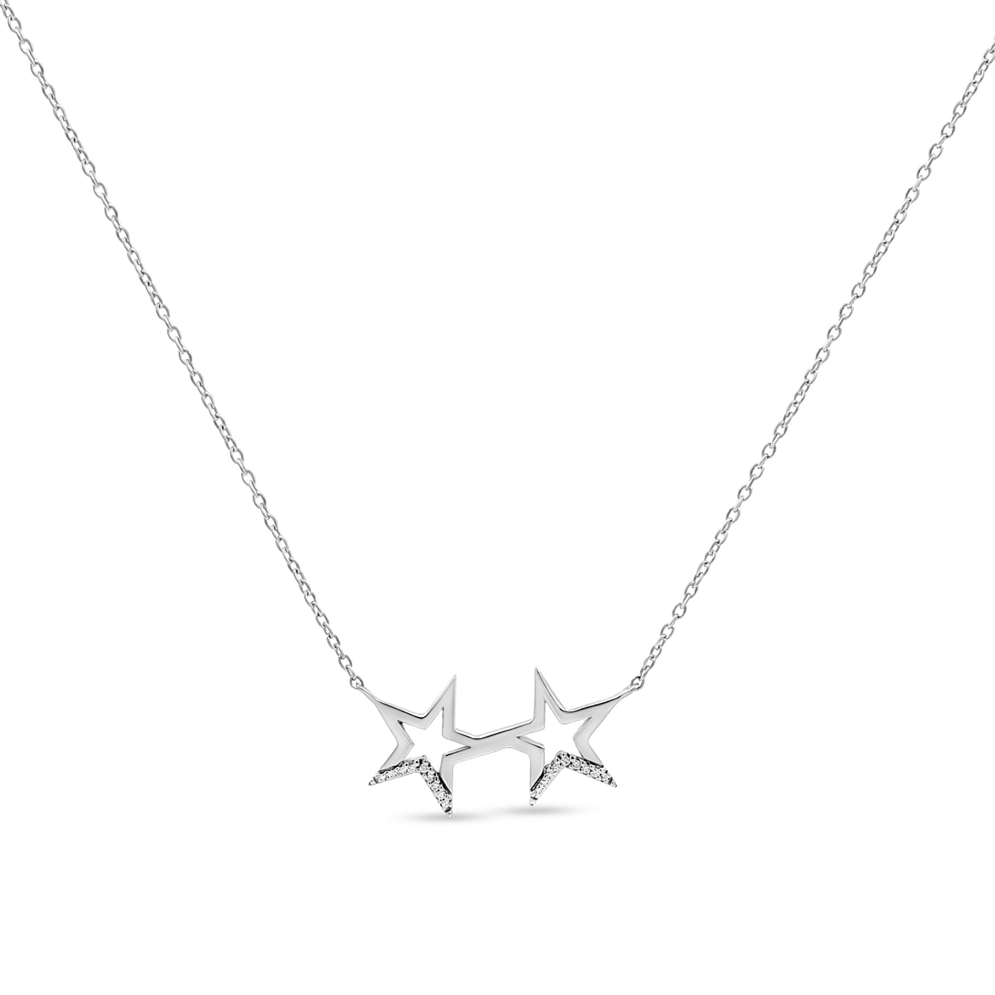 Tara's Celestial Duo: Sterling Silver Twin Star Pendant