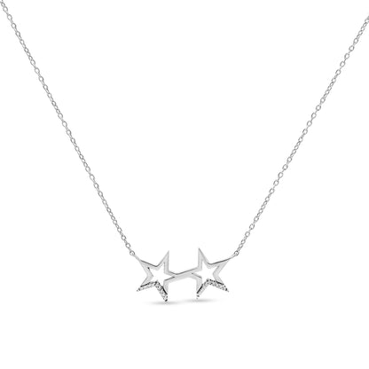 Tara's Celestial Duo: Sterling Silver Twin Star Pendant