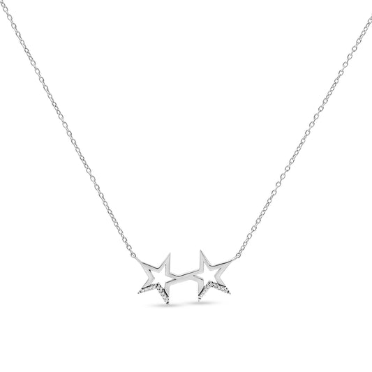 Tara's Celestial Duo: Sterling Silver Twin Star Pendant