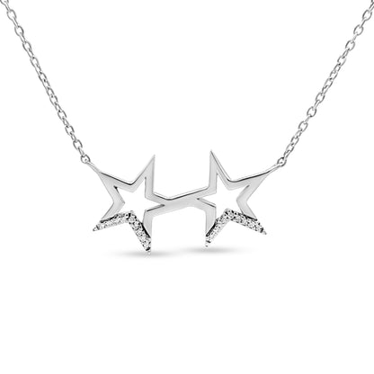 Tara's Celestial Duo: Sterling Silver Twin Star Pendant