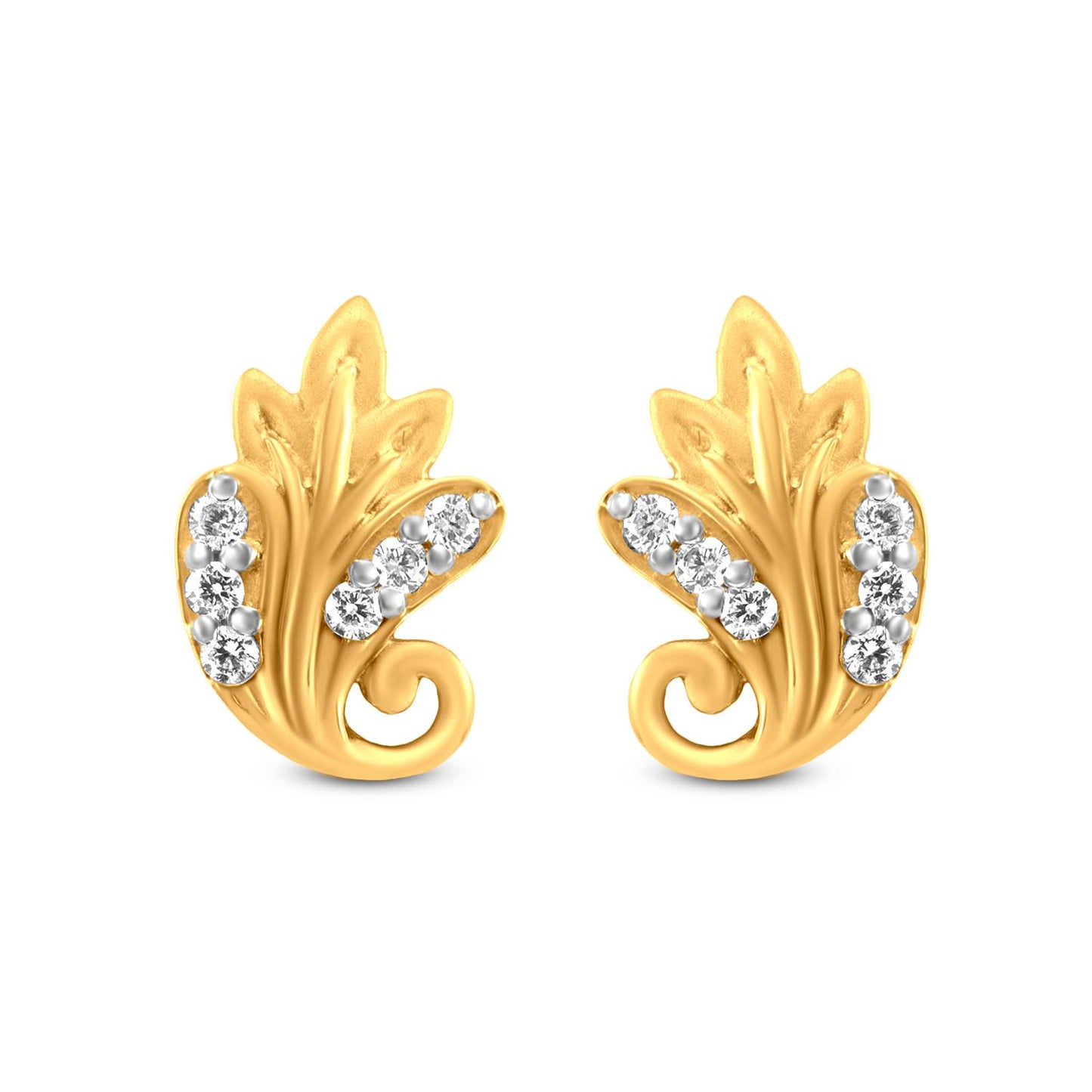 22k Yellow Gold Flower Leaves Studs