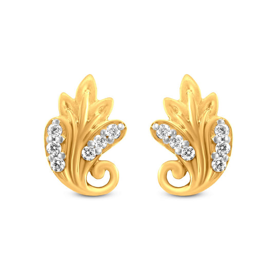 22k Yellow Gold Flower Leaves Studs