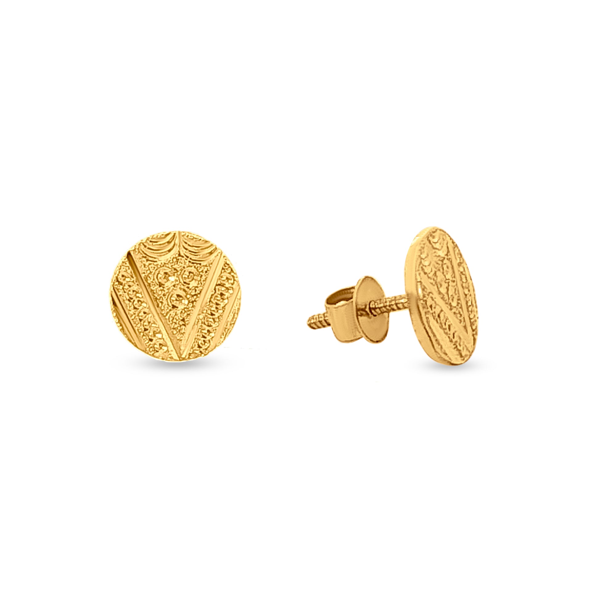 22k Gold Traditional Button Earrings