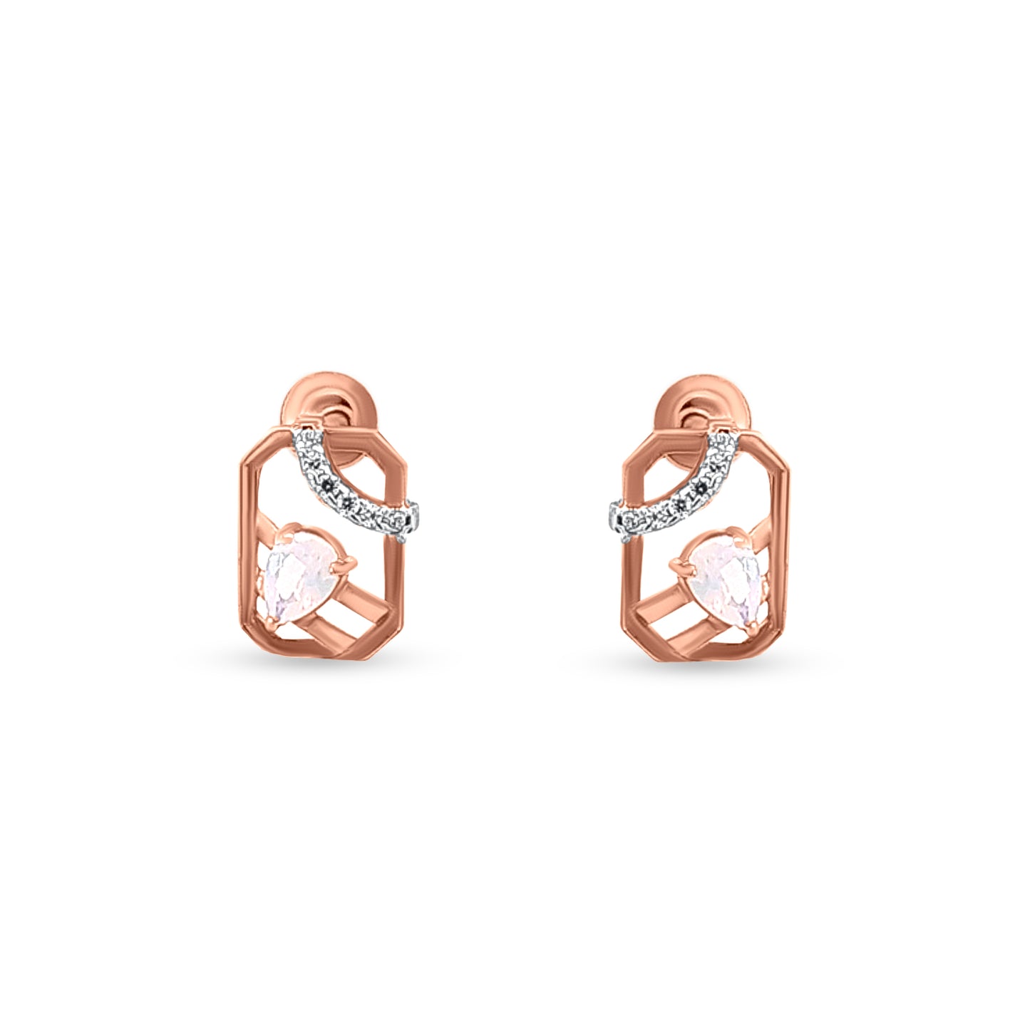 18k Rose Gold Pear-Shaped Contemporary Studs