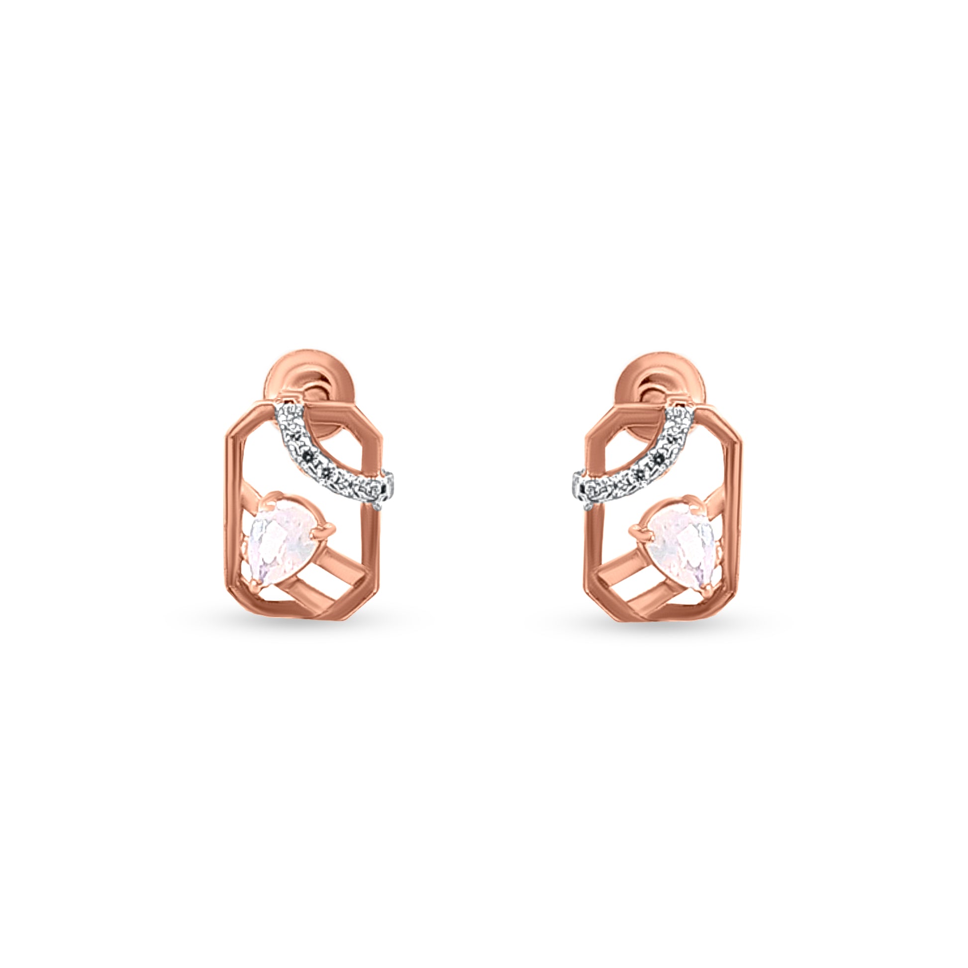 18k Rose Gold Pear-Shaped Contemporary Studs