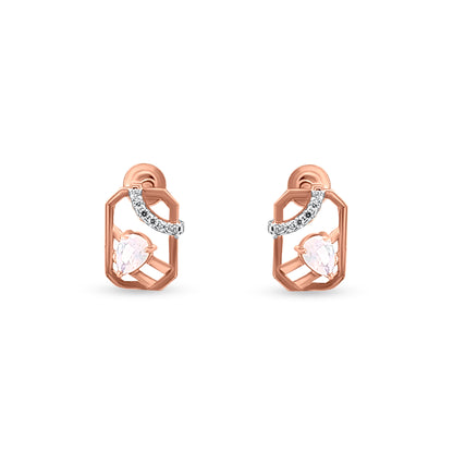 18k Rose Gold Pear-Shaped Contemporary Studs